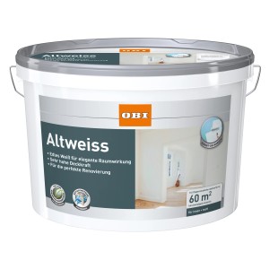 Eimer OBI Altweiss 10l, weiße Wandfarbe für Innenräume mit hoher Deckkraft.