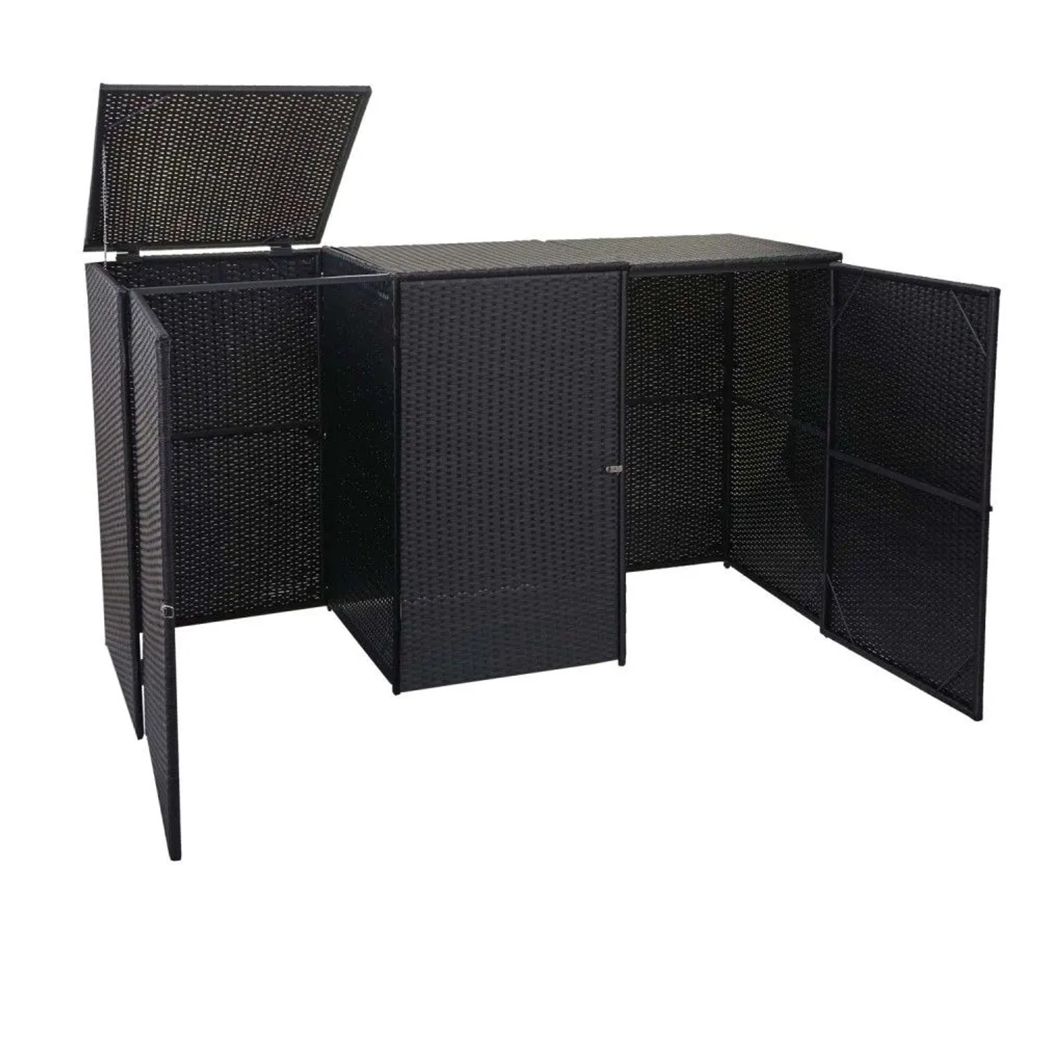 MCW 3er-Mülltonnenverkleidung E25 3x120l Schwarz 110x195x66cm