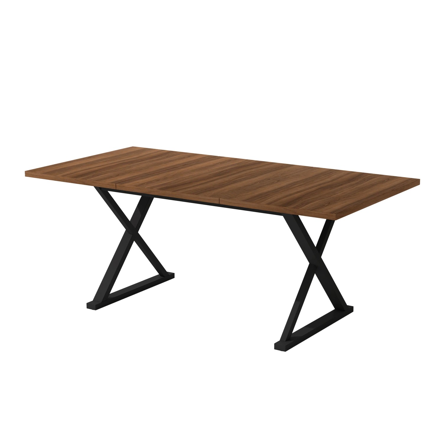 okwish Esstisch mit Metallbeinen 6-8 Personen 180x90x75cm Walnuss Schwarz