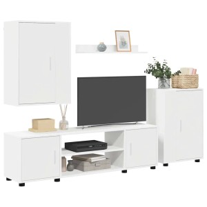 vidaXL 4-Teilige TV-Schrank Set Wandmontiert Weiß Holzwerkstoff 3397896