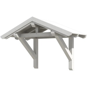 Weißes Haustürvordach Siegen 1 aus Holz, 247x116 cm. Massive Bauweise mit Zapfen-Verbindungen.