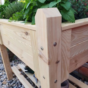 Promadino Kräuterbeet aus Kiefernholz, unbehandelt, mit Ablagefläche. Ideal für Garten, Balkon und Terrasse.