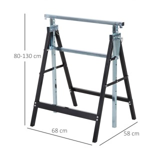 HOMCOM Arbeitsbock, Stahl, schwarz, höhenverstellbar (80-130cm).