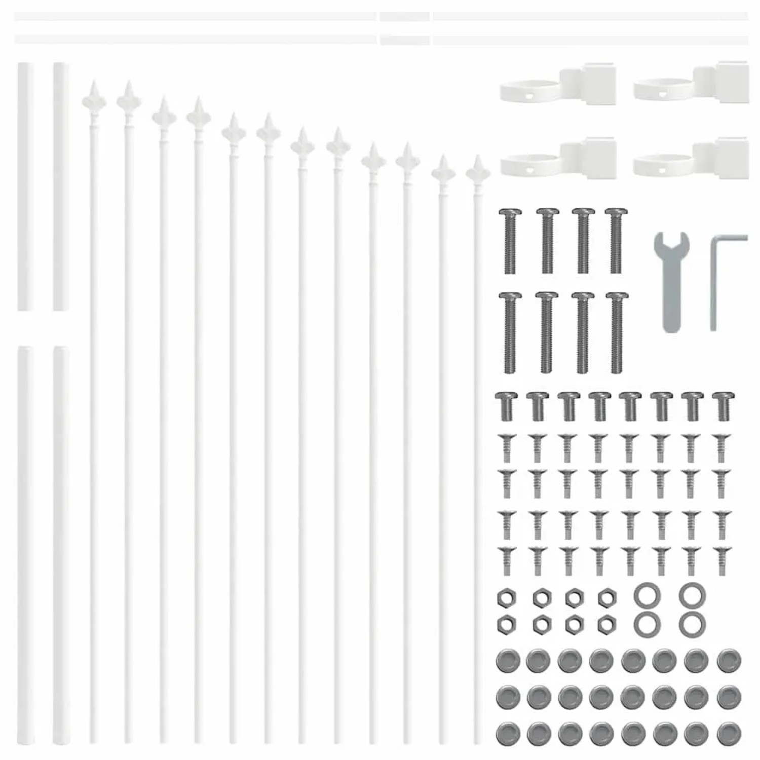 vidaXL Gartenzaun Weiß 170 x 100 cm Pulverbeschichteter Stahl 42003917 günstig online kaufen