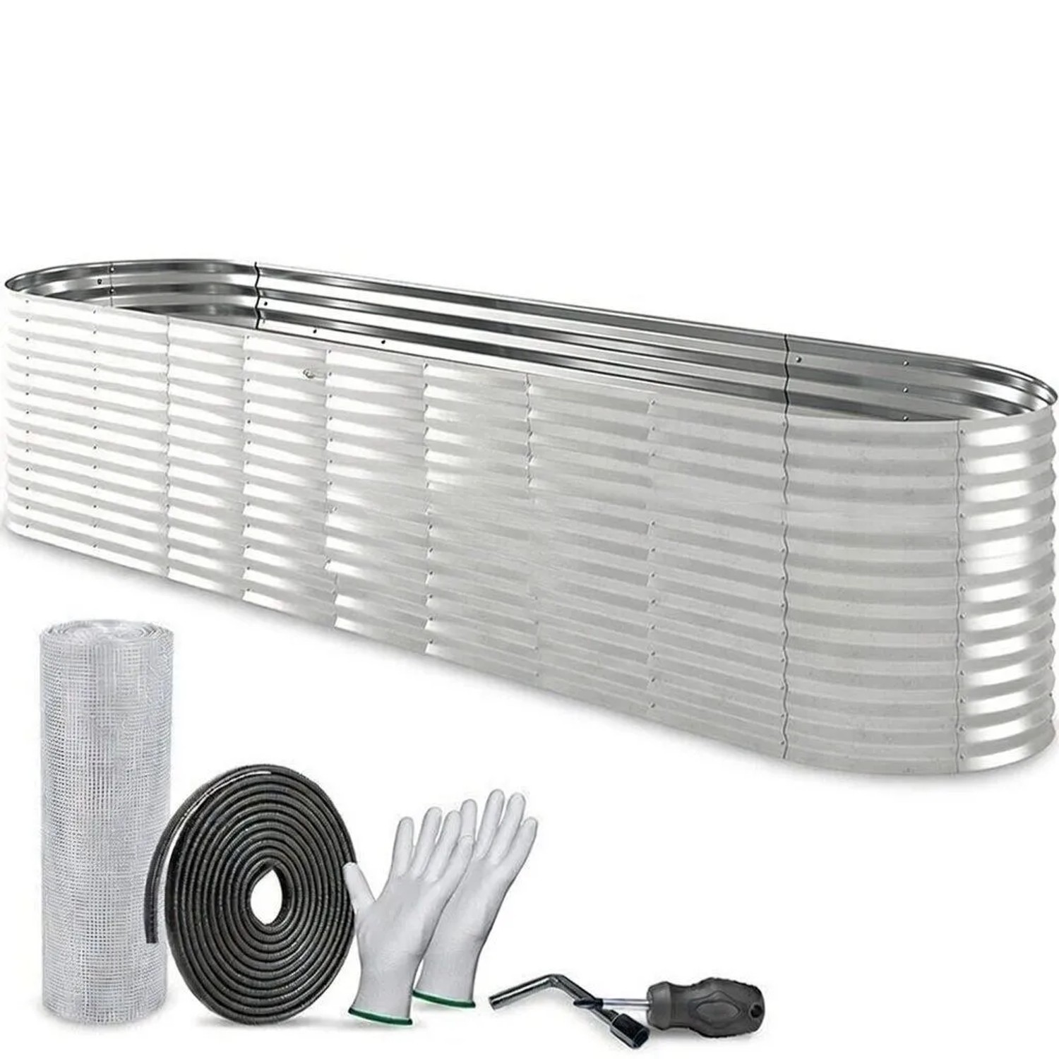 TTL GARDEN Ovales Garten-Hochbeet SPIRIT XXL 400×80×80 cm – Extra Großes Metall Hochbeet Verzinkt in Silber für Garten