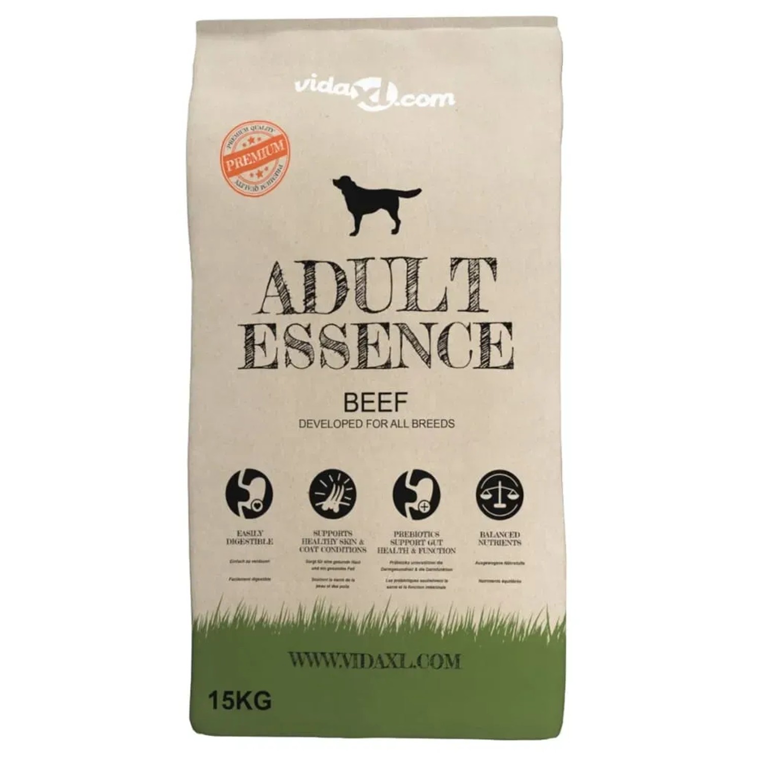 vidaXL Trockenfutter Adult Essence Beef, 15 kg Sack für Hunde