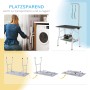 PawHut Tierpflegetisch, schwarz, mit Ablage und verstellbarem Arm, zusammenklappbar für platzsparende Lagerung.