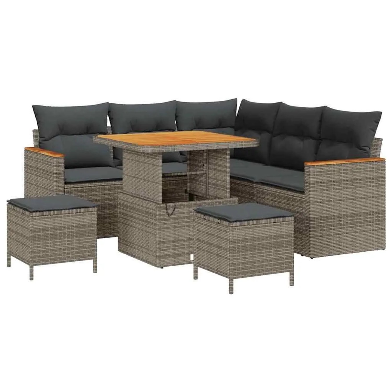 vidaXL Gartensofa-Set mit Kissen 8 Stk Grau Poly Rattan 3364993 günstig online kaufen