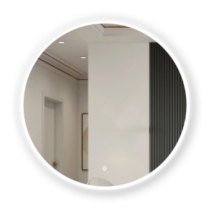 Runder Aica Sanitär Badspiegel, 60cm, mit LED-Beleuchtung und Touch-Funktion.