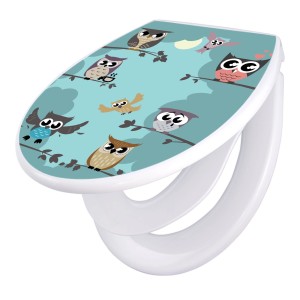 Banjado Familien WC-Sitz mit Eulen Motiv. Klodeckel mit integriertem Kindersitz und Absenkautomatik.