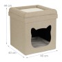 Relaxdays Katzenhöhle MDF Braun Weiß Zweistöckig Faltbar mit 2 Kissen 44 cm x 40 cm x 40 cm 3,1 kg_4