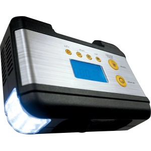 Mini-Luftkompressor KPS-7/12 A mit LED-Leuchte und LCD-Anzeige für Pannenhilfe.