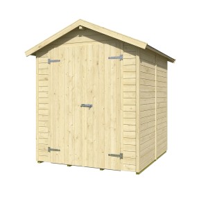 Weka Gerätehaus Mori mit Satteldach, Doppeltür und Boden, naturbelassen.