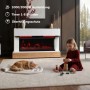 HOMAVO Elektrokamin mit Schrank (36 Zoll, 1000/2000W) im Wohnzimmer mit Kind und Katze.