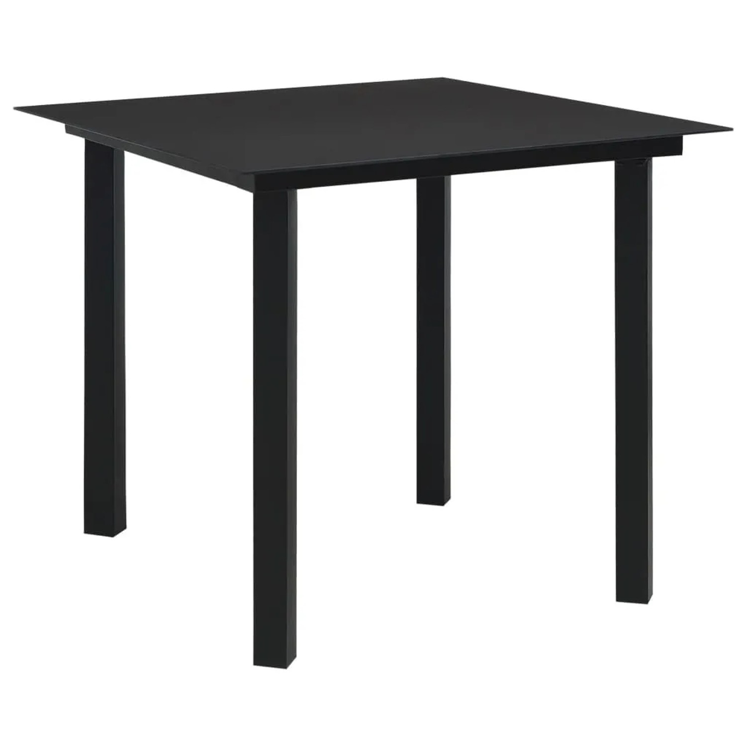 Furnicato Gartentisch Schwarz 80 X 80 X 74 Cm Pulverbeschichteter Stahl Mit Glastischplatte