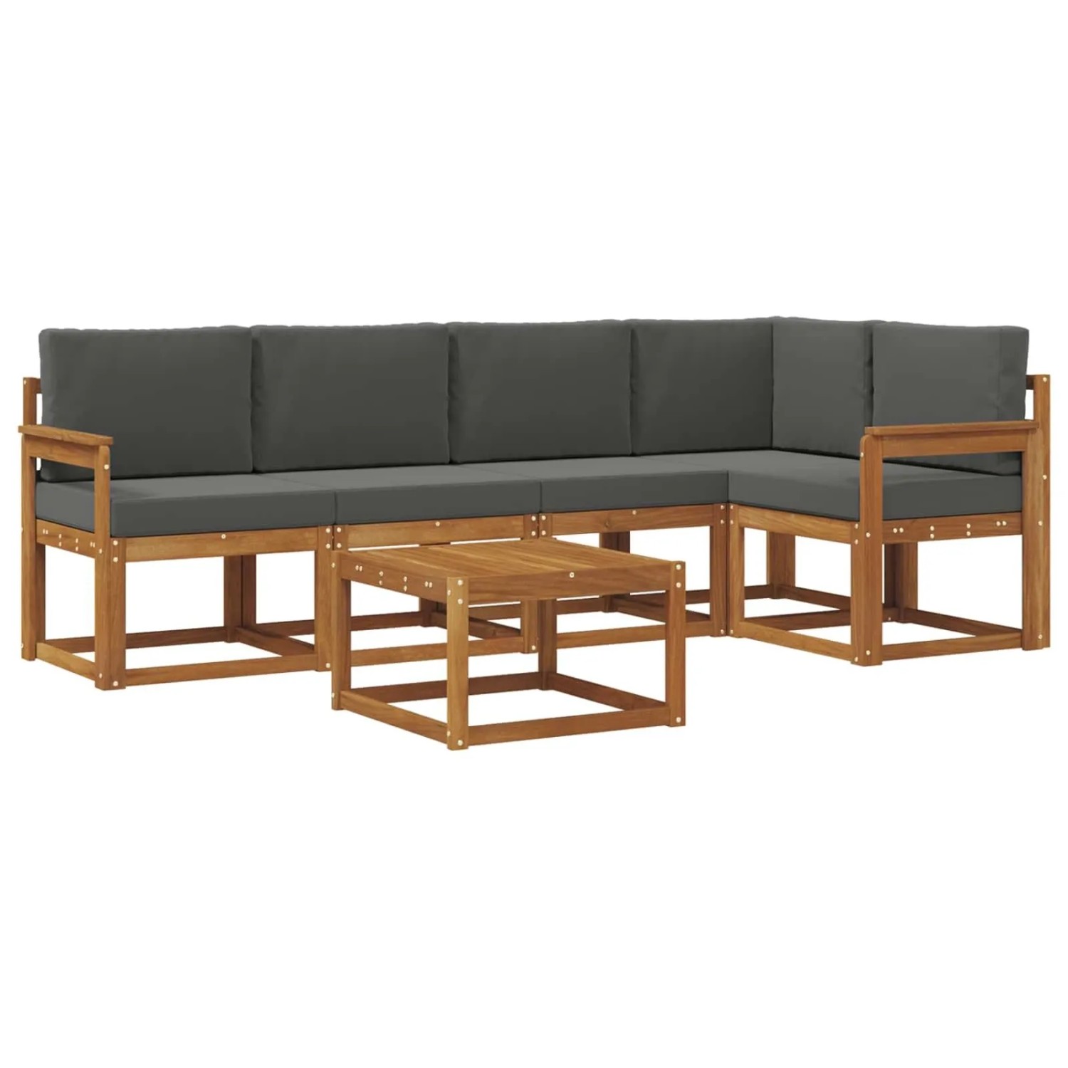 vidaXL Outdoor-Sofagarnitur mit Kissen 6 Stk Natur und Anthrazit 3366420
