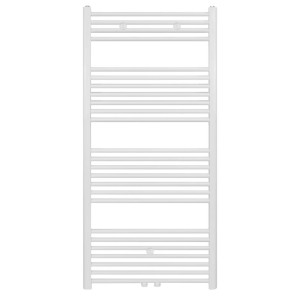 Weißer Belrad Badheizkörper (1400x600) mit Mittelanschluss, 754W Heizleistung.
