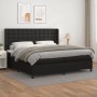 Schwarzes vidaXL Boxspringbett (200x200 cm) mit Kunstlederbezug und Matratze.