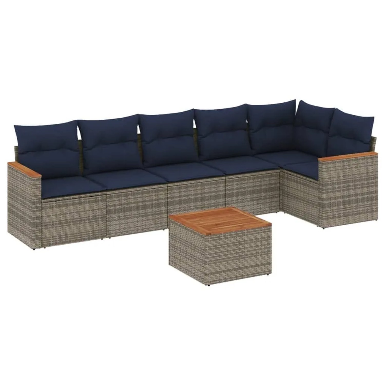 vidaXL 7-Tlg Gartensofa-Set mit Kissen Grau Polyrattan 3225998 günstig online kaufen