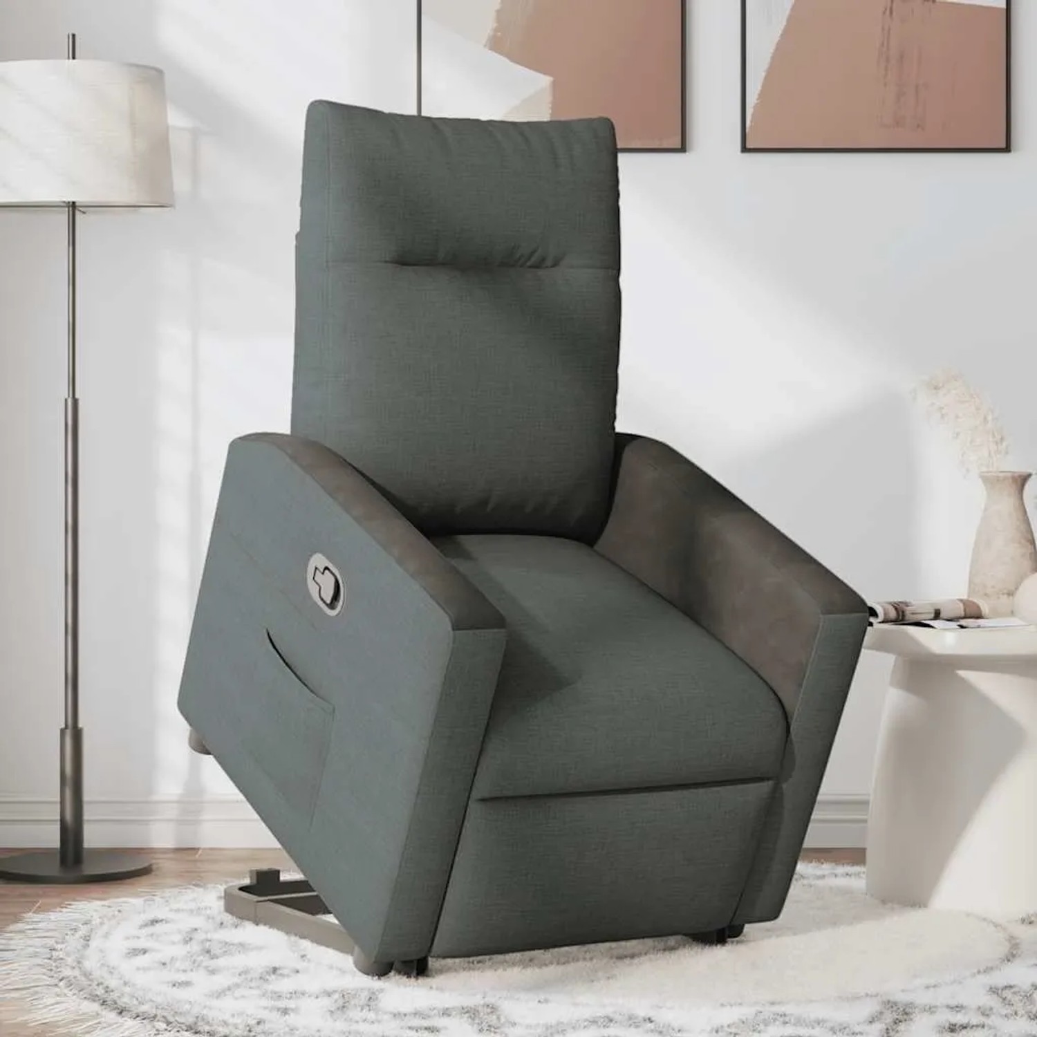 vidaXL Relaxsessel mit Aufstehhilfe Dunkelgrau Stoff 3324053_2