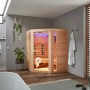 Redsun Deluxe Infrarotkabine aus Tannenholz Natur XXL für 2-4 Personen im modernen Badezimmer.