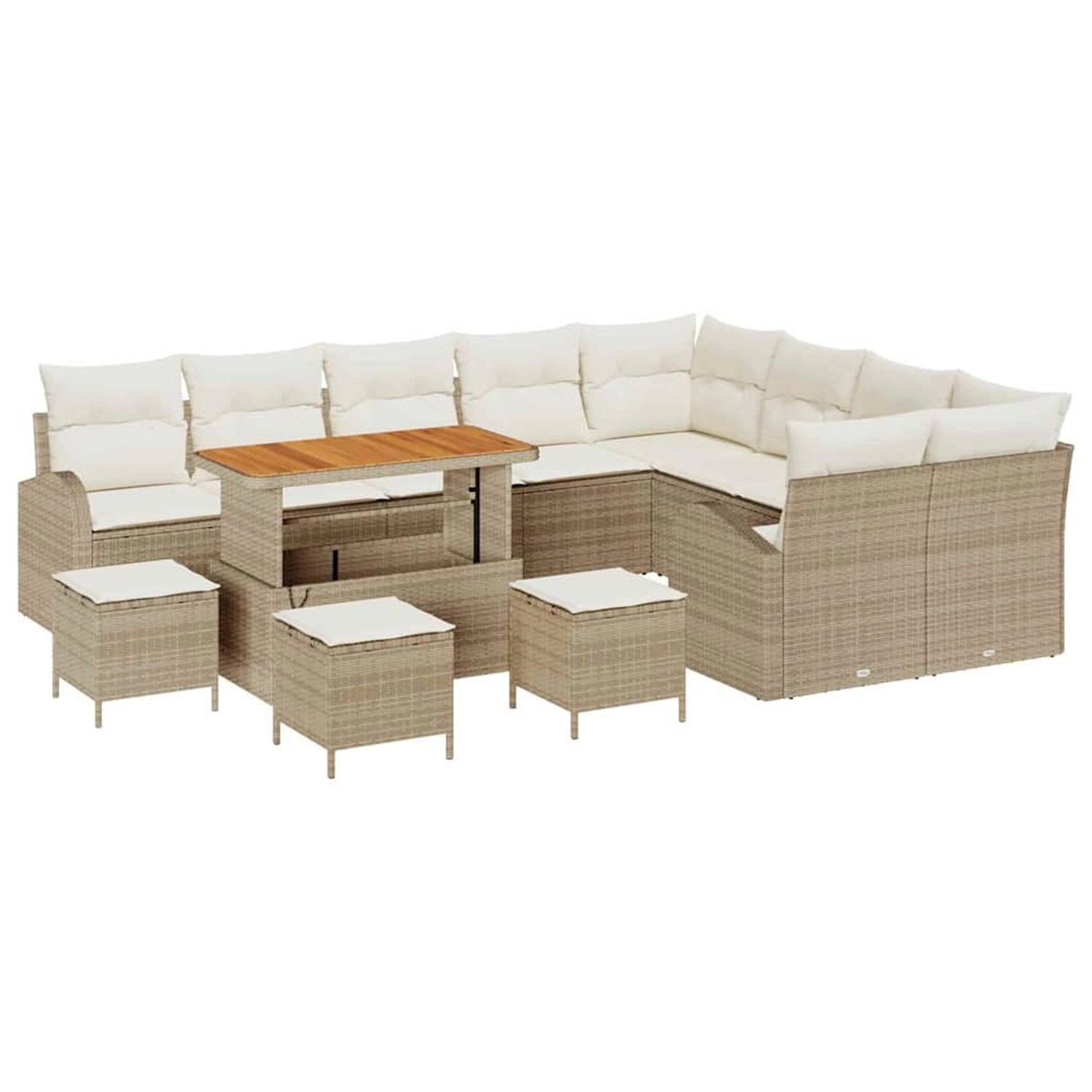 vidaXL Garten-Sofa-Set mit Kissen 13-Tlg Beige Poly Rattan 3362441 günstig online kaufen