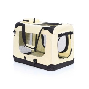 Fudajo Transportbox M Faltbar Beige 60X42X44Cm Hundebox Reisebox Katzenbox