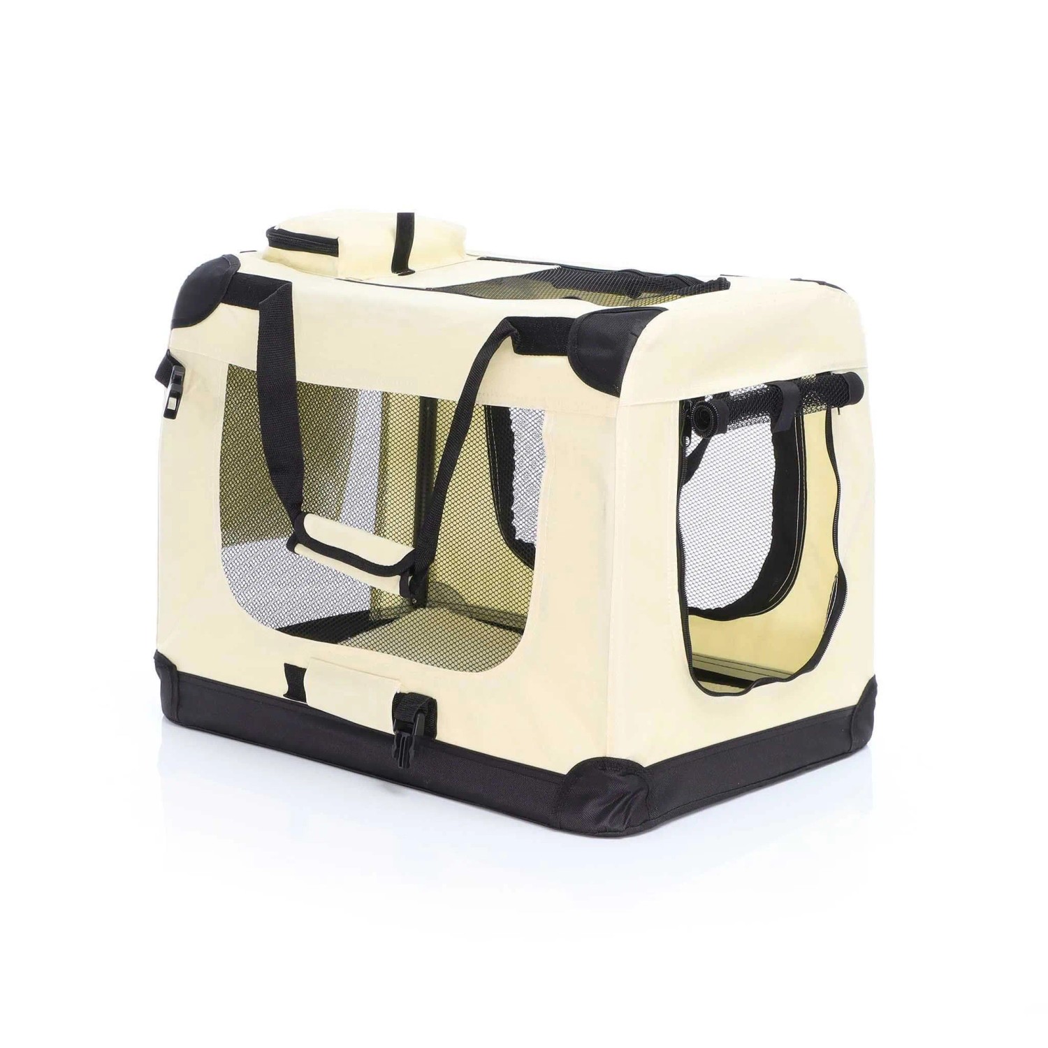 Fudajo Transportbox M Faltbar Beige 60X42X44Cm Hundebox Reisebox Katzenbox