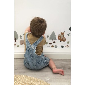 ESTAhome Wandtattoo Waldtiere beige/mintgrün (47,5x66cm) an Kinderzimmerwand.