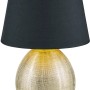 Trio Tischleuchte Luxor, schwarz-goldene Designlampe mit Stoffschirm, 35 cm hoch.