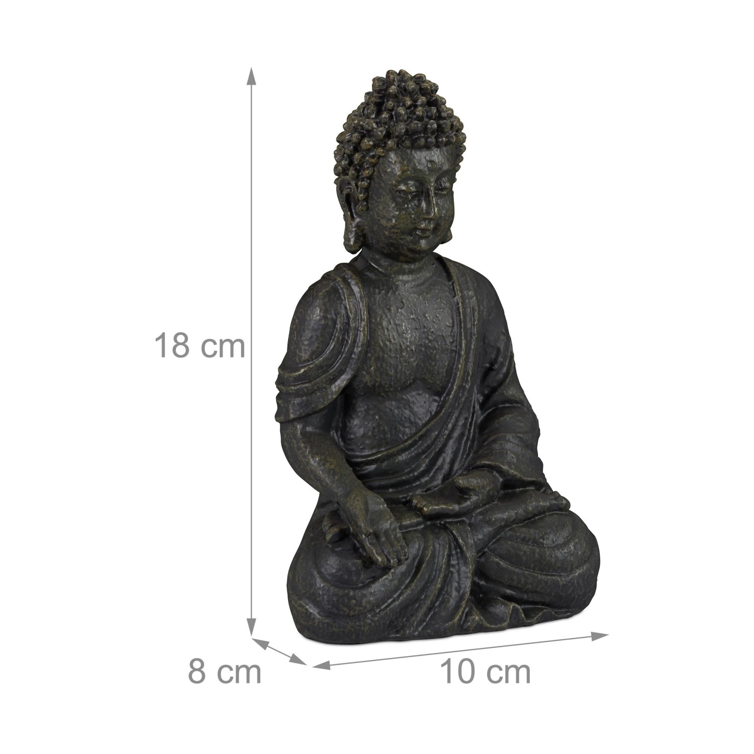 Relaxdays Buddha Figur Polyresin Dunkelgrau Sitzend Feuchtigkeitsresistent 18 cm x 10 cm x 8 cm 0,21 kg_4