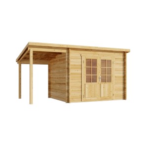 Alpholz Gartenhaus Maria-28 aus Holz mit Schleppdach, naturbelassen.