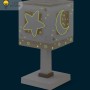 Beige Dalber Nachttischlampe mit LED Nachtlicht, Luna und Sterne Design für Kinderzimmer.