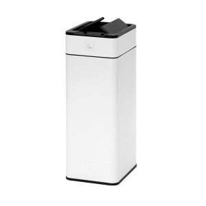 Weißer Svita SE40L Sensormülleimer Butterfly aus Stahl mit Sensor und offenem Deckel.