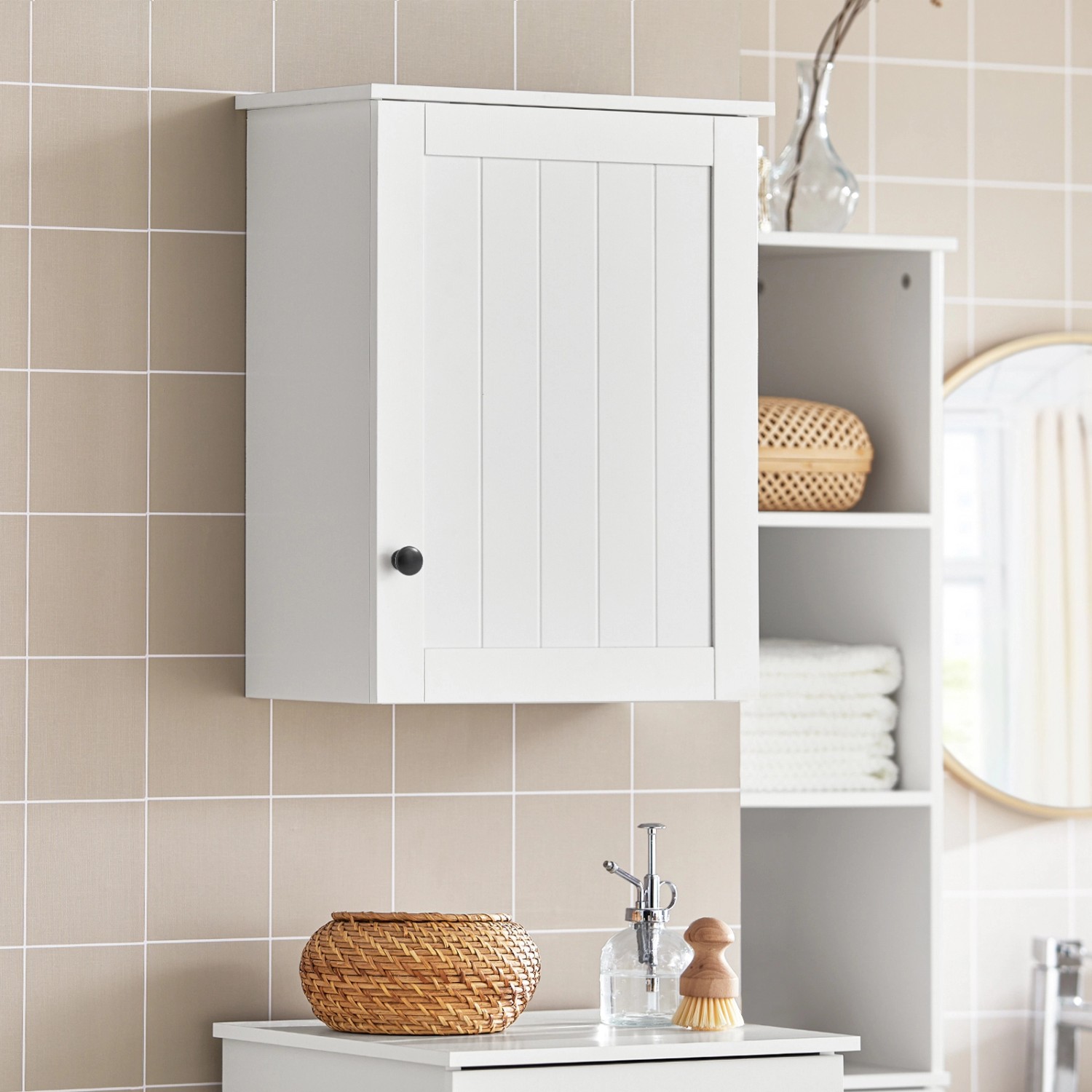 sobuy badezimmerschrank hängeschrank wandschrank weiß bzr19-w