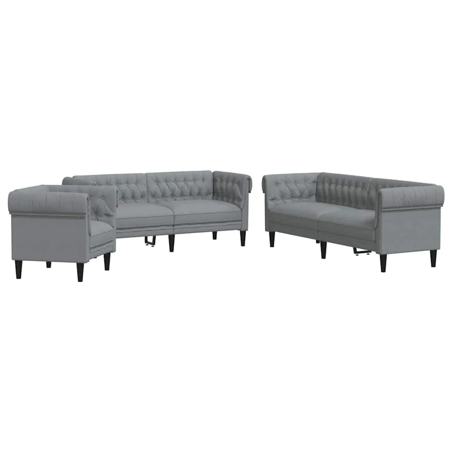 vidaXL Wohnzimmer Couch 3-Tlg Hellgrau Stoff 3385858