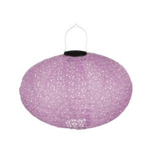 Ovale, violette Solar-LED-Laterne (Ø 40 cm) von Mica Decorations für Garten und Balkon.