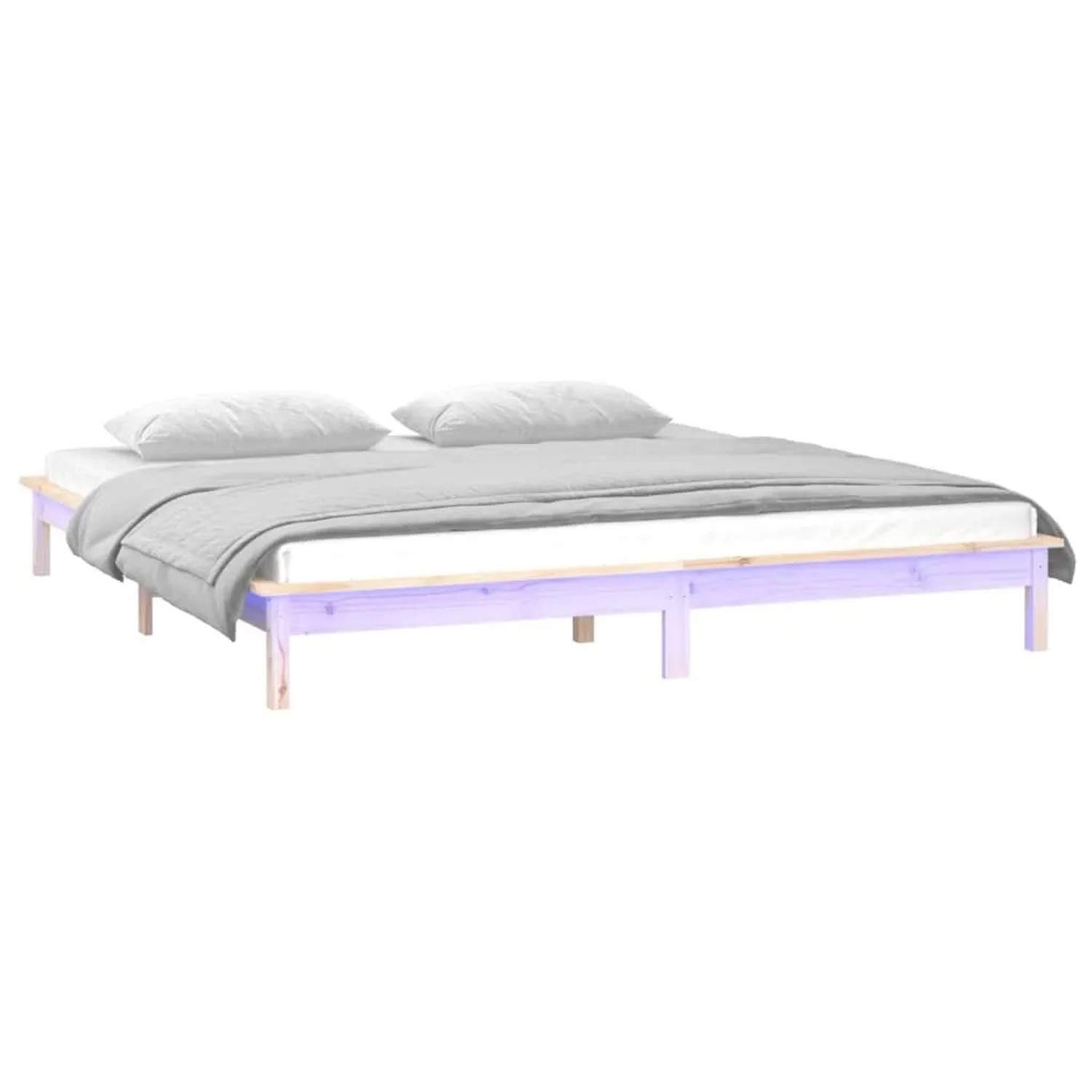 vidaXL Massivholzbett mit LEDs 135x190 cm 820646