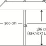 Maße des Schneider Marktschirms 300x150 cm Natur mit Knickfunktion: Höhe 220cm, Breite 300cm.