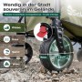 Detailaufnahme: Rad mit Bremse des olivgrünen Sekey Bollerwagens. Ideal für Camping & Gelände.