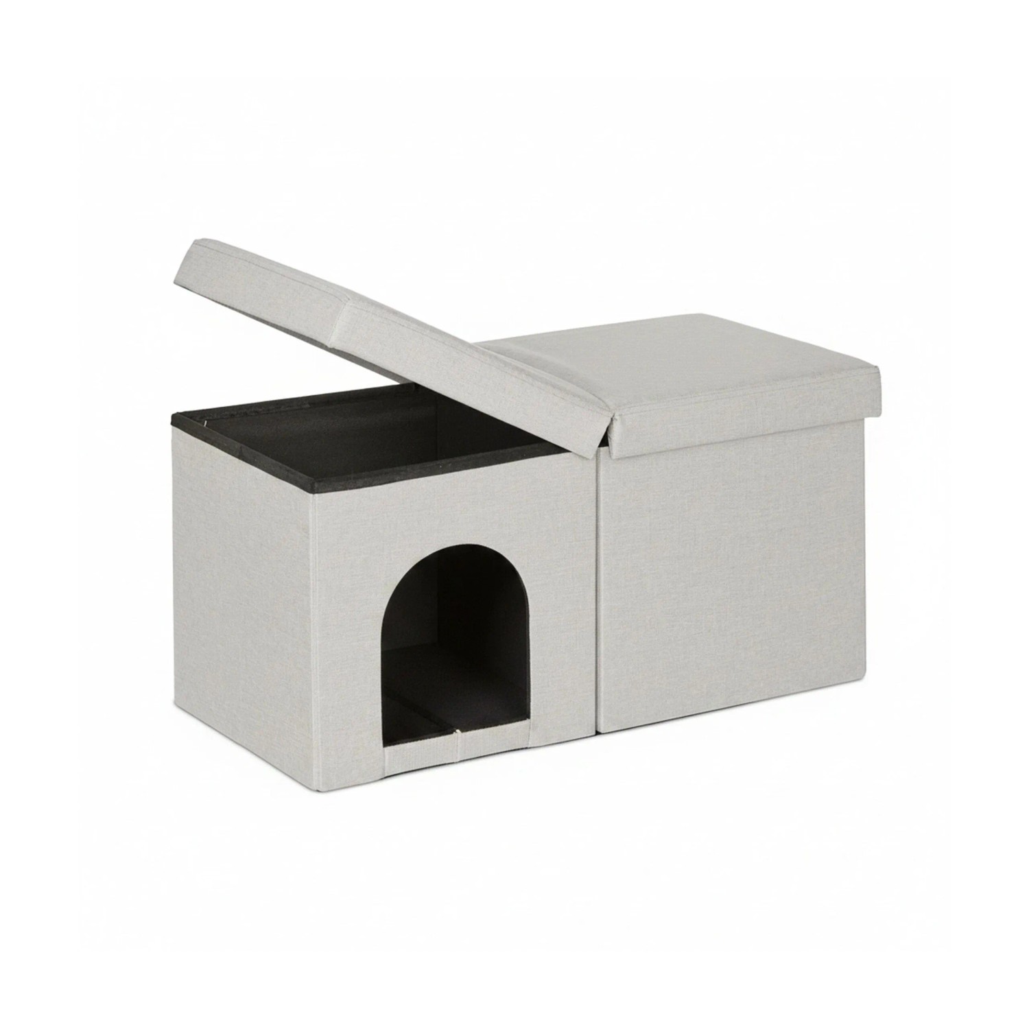 Relaxdays Katzenhöhle MDF Beige Faltbar Mit Deckel 38,5 cm x 74,5 cm x 37 cm 5,7 kg