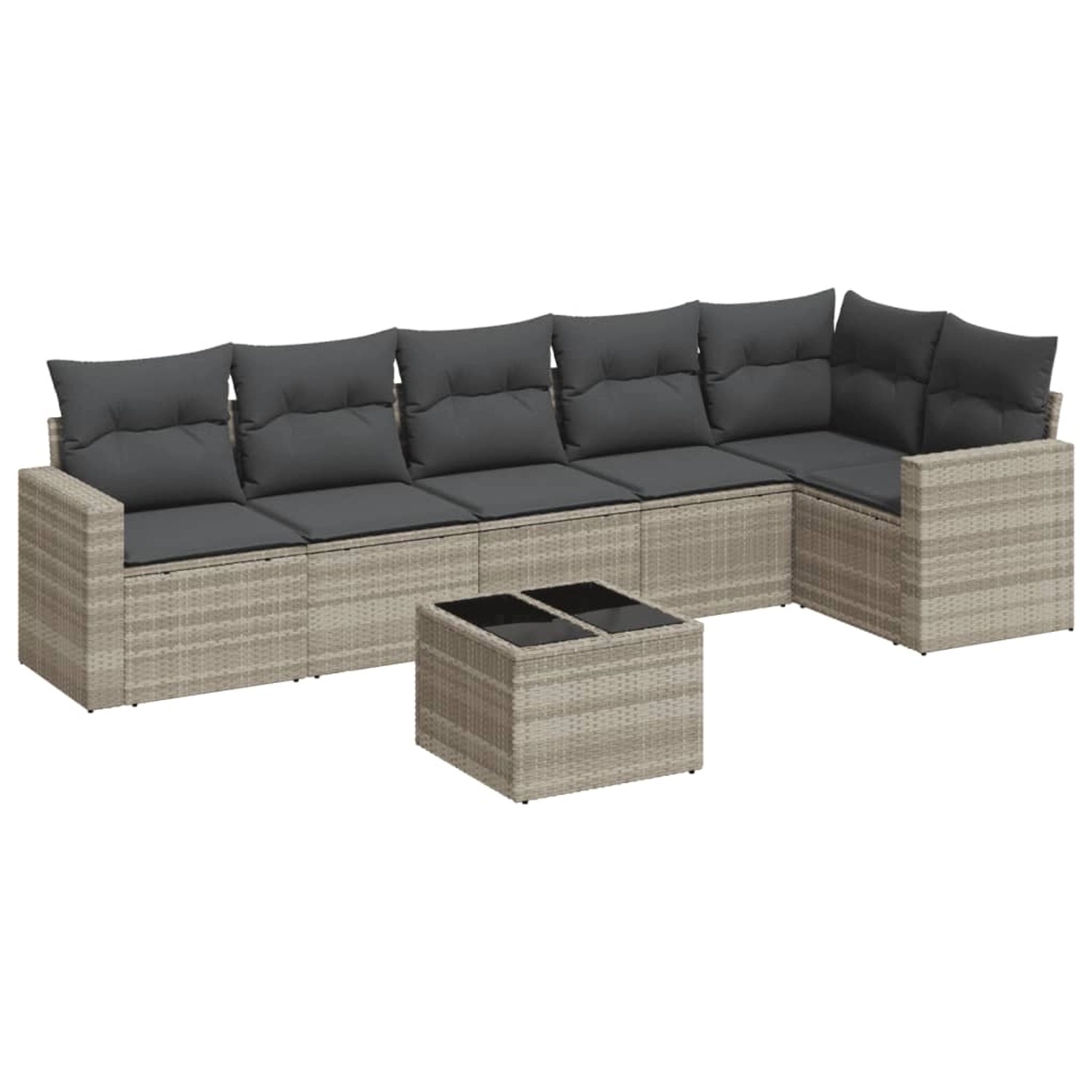 vidaXL 7-Tlg Garten-Sofagarnitur mit Kissen Hellgrau Poly Rattan 3218992 günstig online kaufen