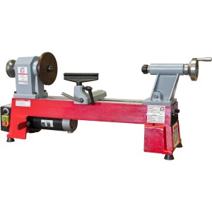 Holzmann Drechselbank D460F, 230V, für Hobel- & Fräsarbeiten. Rote Basis, graue Elemente.