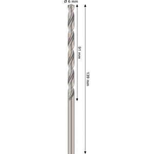 Bosch Spiralbohrer Pro Metal HSS-G, 6 mm Durchmesser, silberfarben.