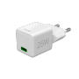 Weißes Hama USB-C Schnellladegerät Super-Mini-Charger PD 25W für Hausautomation.