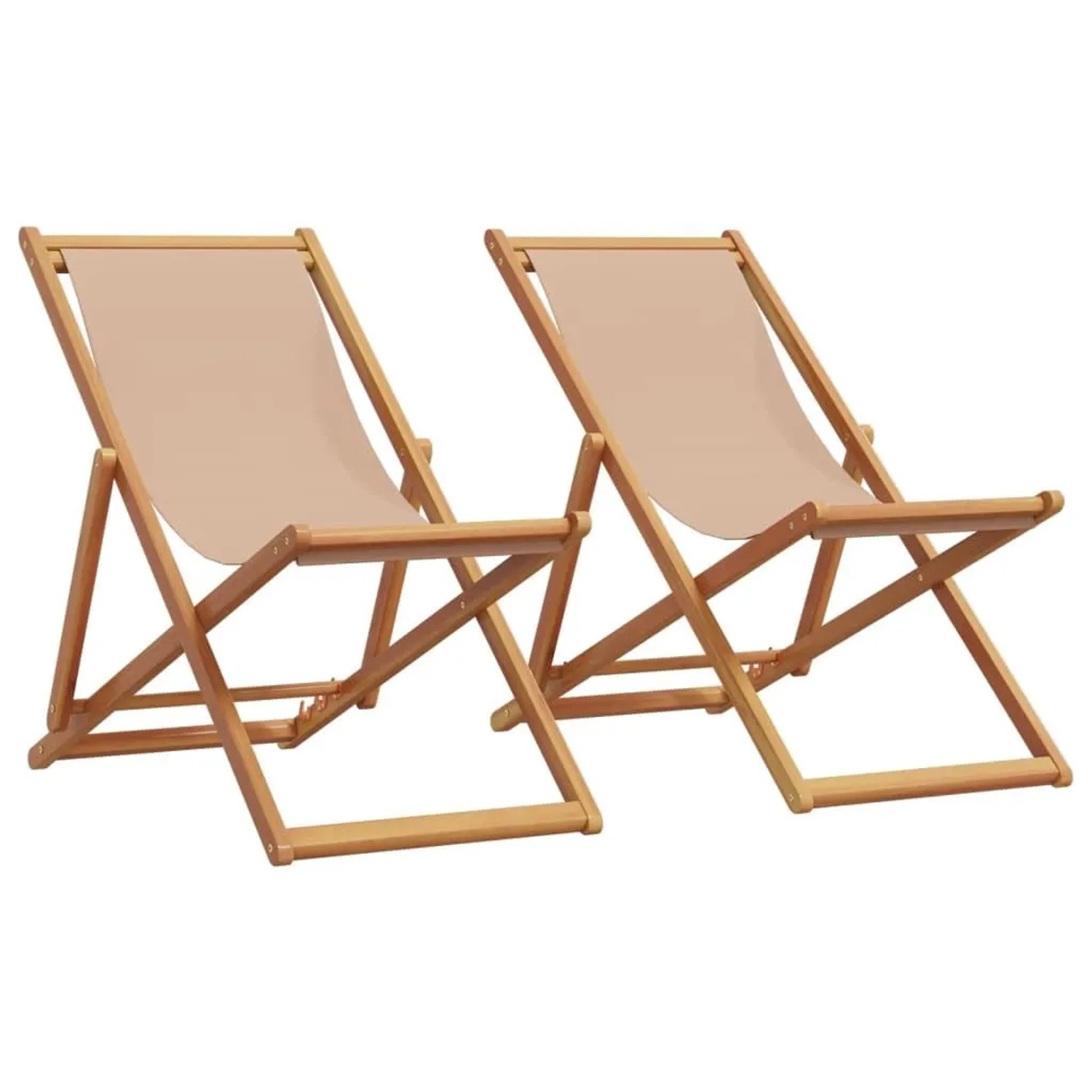 vidaXL Strandstühle 2 Stk Klappbar Taupe Stoff und Massivholz 3214499