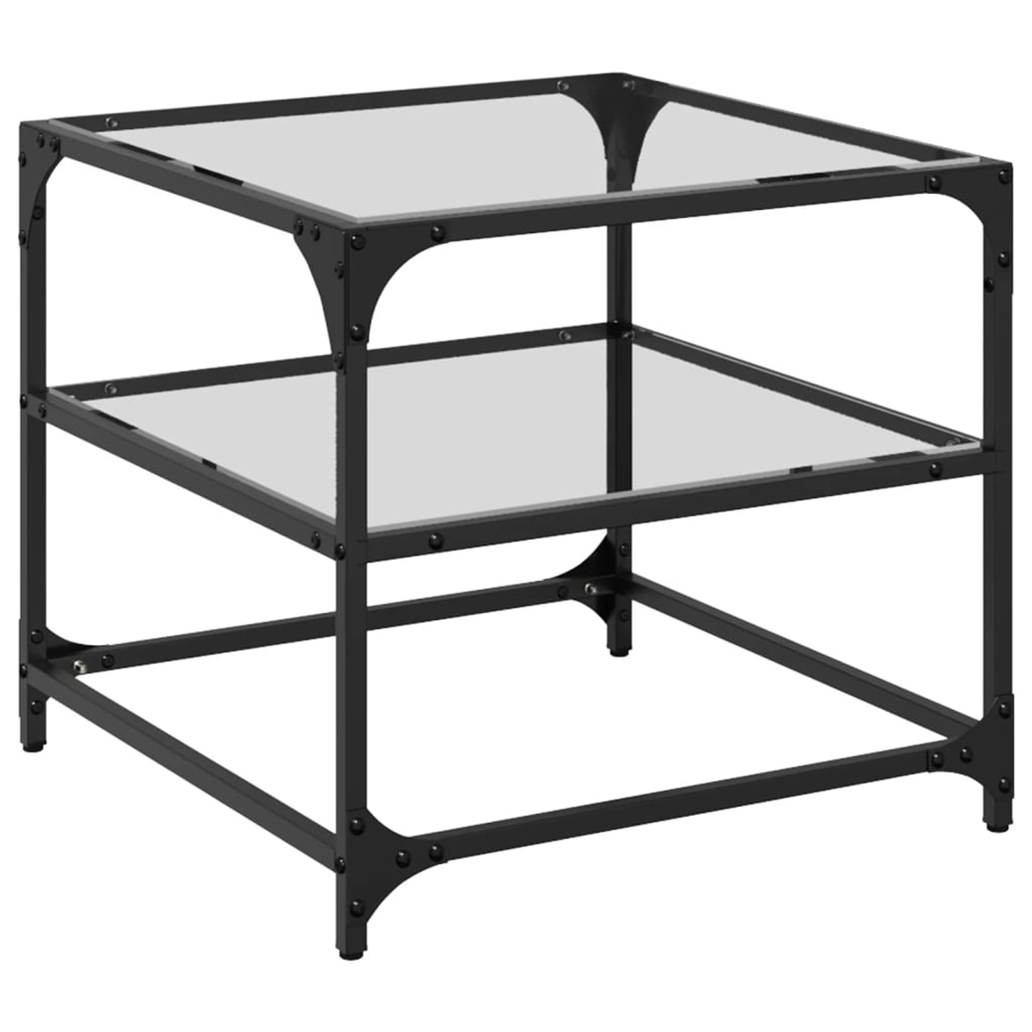 vidaXL Couchtisch mit Glasplatte Transparent 50x50x45 cm Stahl 846006 günstig online kaufen