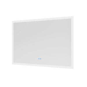 Rechteckiger Aquabatos Badspiegel 100x70 cm mit LED-Beleuchtung, Spiegelheizung und Touch-Schalter.