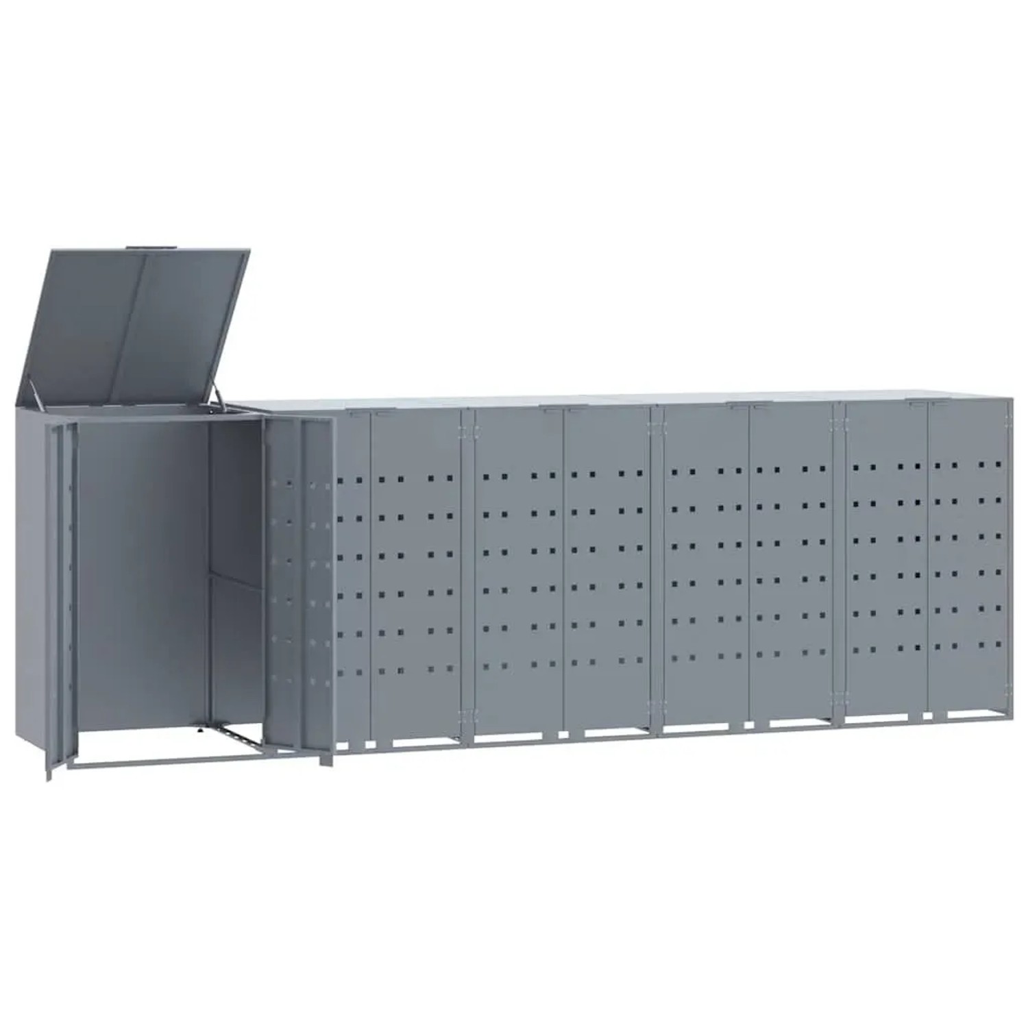 DELUKE Mülltonnenbox GORILO Für 5 Tonnen Grau 345x79x117cm Stahl Mülltonnenverkleidung 5er Mülltonnenhaus