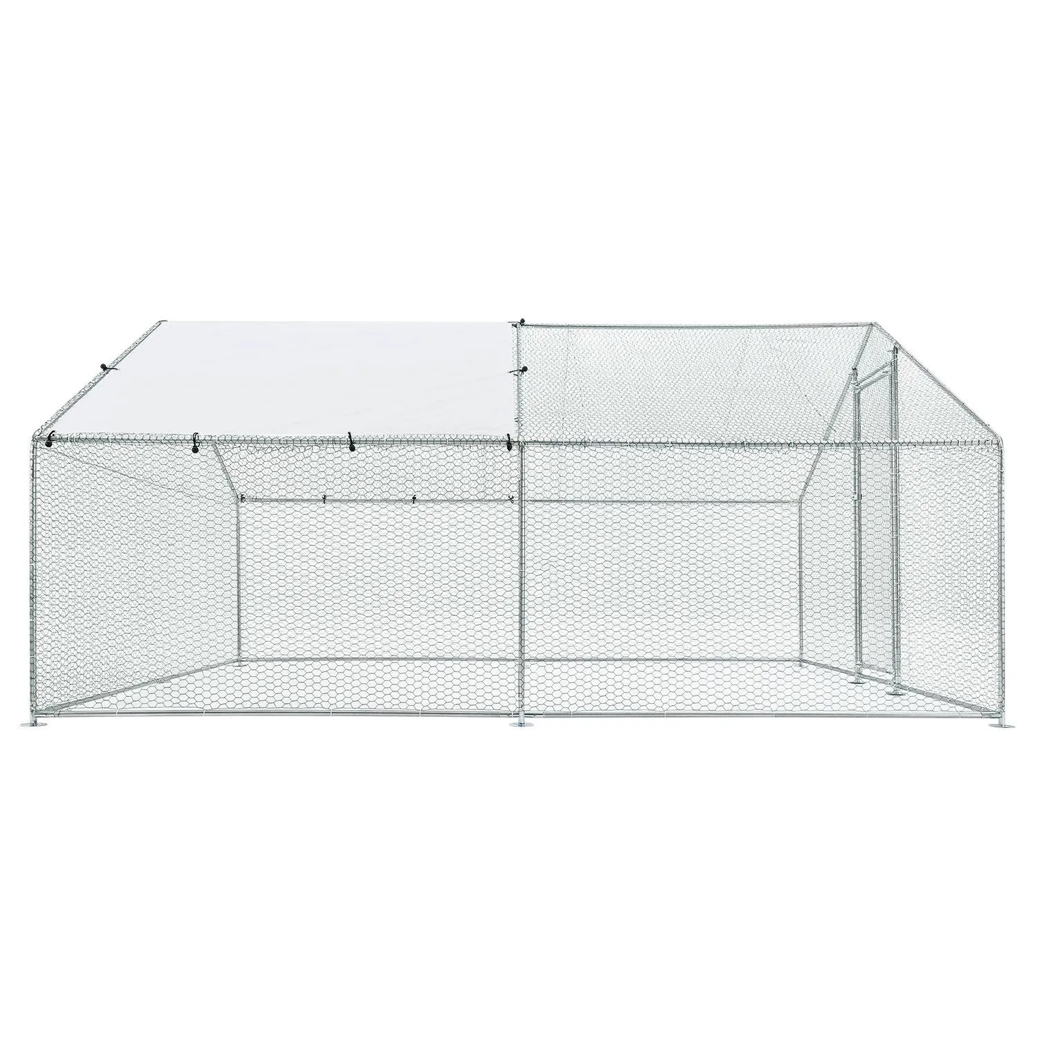 Juskys Freilaufgehege 3x4x2m: Verzinkter, begehbarer Laufstall mit Plane für Kleintiere und Pflanzen.